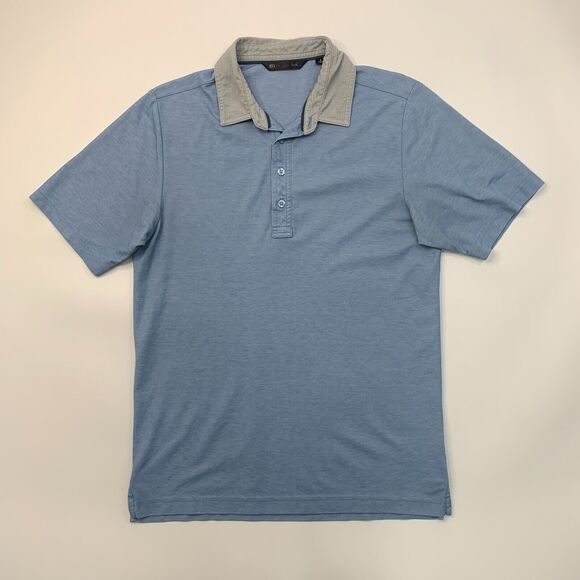 Travis Mathew Polo Shirt Mens S Small Evening Blue Short Sleeve Cotton Blend - Picture 2 of 10